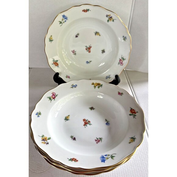 Set of 4 Hutschenreuther Mirabell Maria Theresa Scalloped Soup Bowls 9 1/4" - Picture 1 of 5